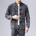 Men's Tang Suit Set with Denim Jacket, Spring and Autumn Long-Sleeved Chinese-Style Jacket