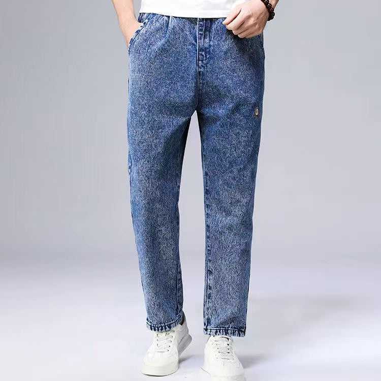 Men's Tang Suit Set with Denim Jacket, Spring and Autumn Long-Sleeved Chinese-Style Jacket