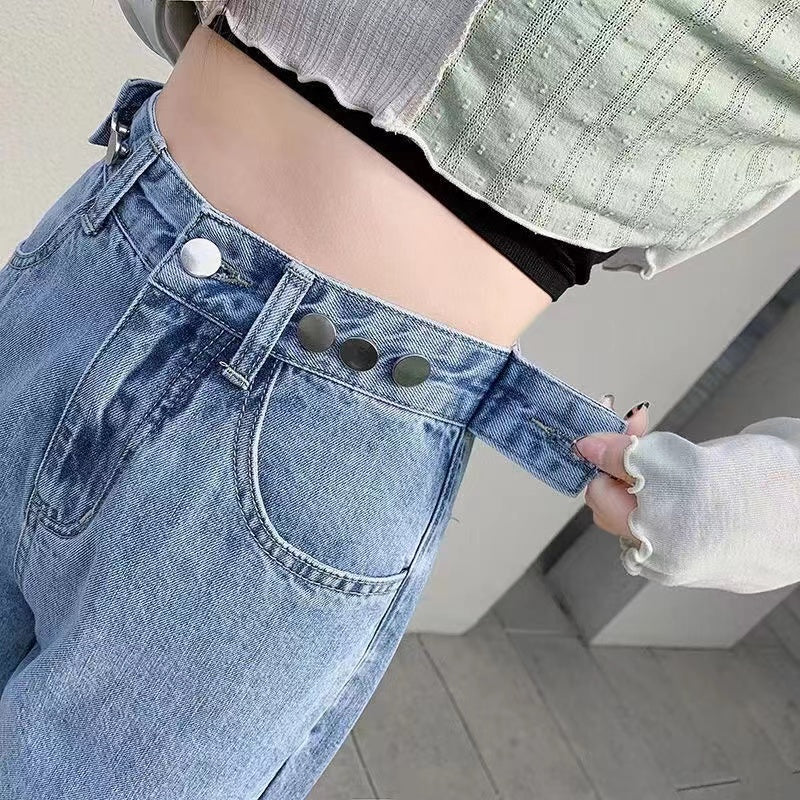 High-Waisted Wide-Leg Jeans for Women, 2023 Summer New Thin Loose Straight-Leg Versatile Petite Floor-Length Pants