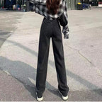 High-Waisted Wide-Leg Jeans for Women, 2023 Summer New Thin Loose Straight-Leg Versatile Petite Floor-Length Pants