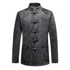 Men's Tang Suit Set with Denim Jacket, Spring and Autumn Long-Sleeved Chinese-Style Jacket