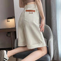 Plus Size 300 Pounds Loose Thin Pear-Shaped Body High-Waisted Slimming Cuffed Wide-Leg Denim Shorts for Curvy Women